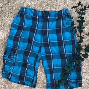 Blue plaid Arizona jean shorts